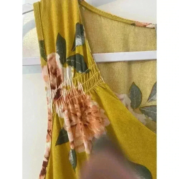 J FOR JUSTIFY yellow Floral Size Large maxi dress CUTE sleeveless - Picture 4 of 7